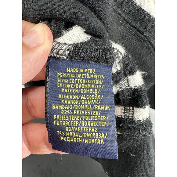 Vintage Polo Ralph Lauren B&W Striped Hoodie Size XL Slim Fit (X7) - Picture 5 of 7